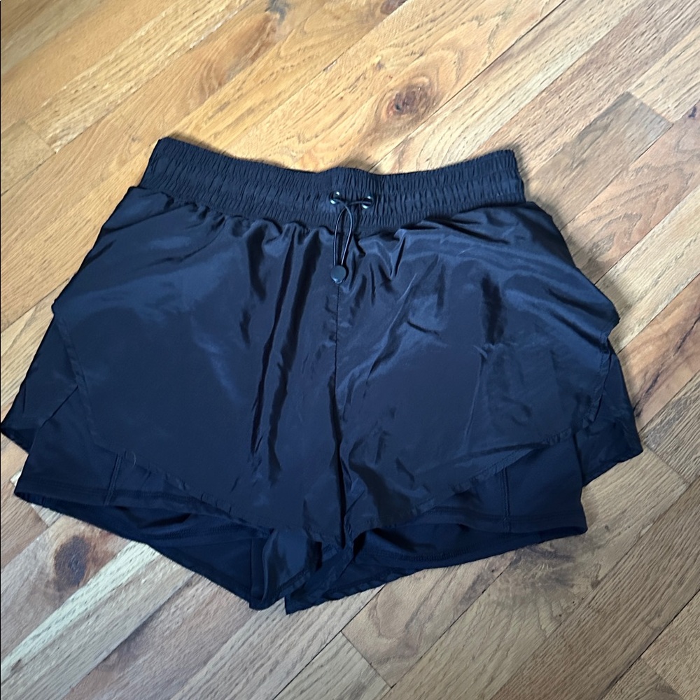 Stronger Athletic Shorts Running Spandex Elastic High Waist Black Medium